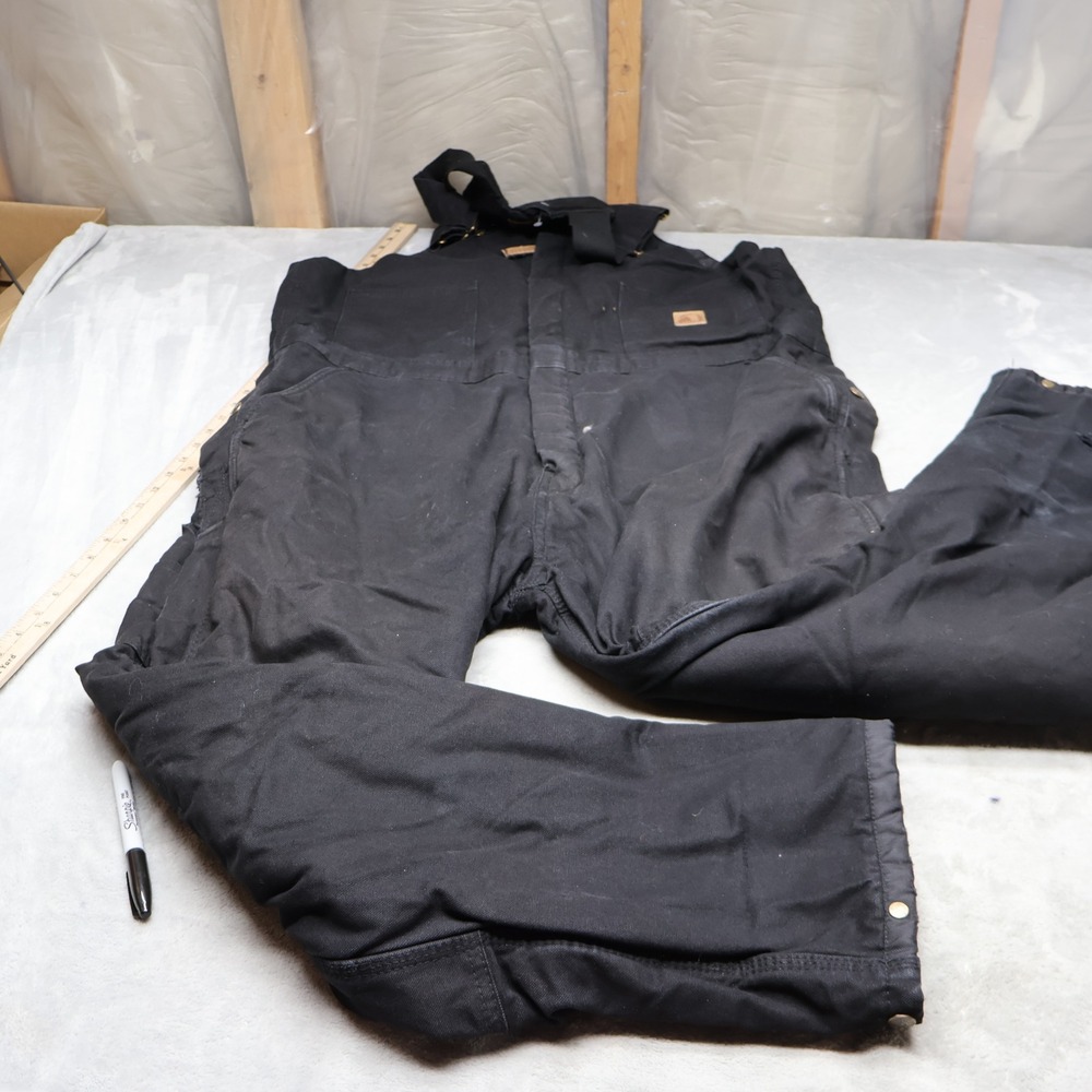 Berne Bib Overalls Mens XL 48-50 Black Insulated Duck Canvas Rugged Work‎ 42x31